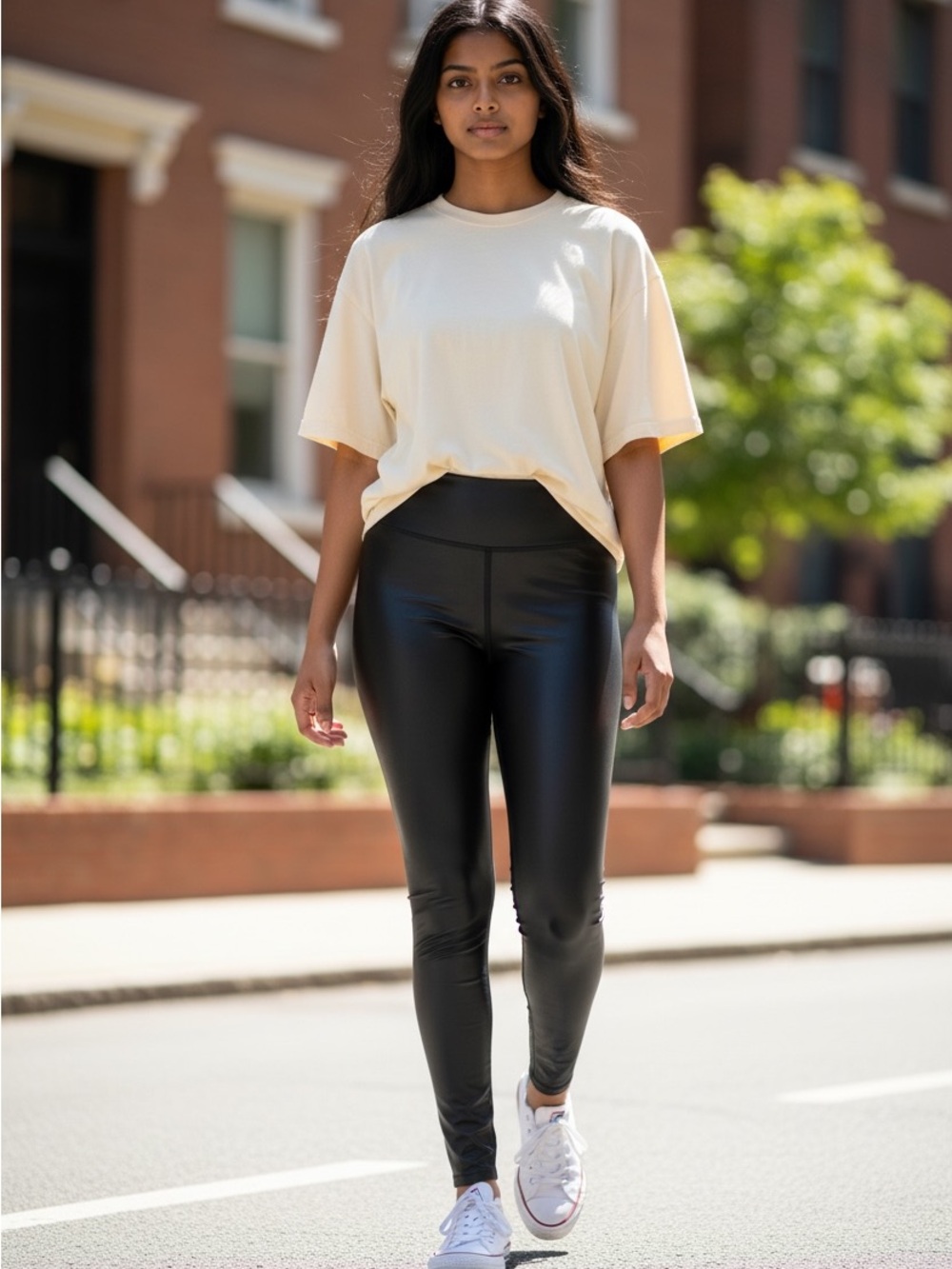Koral Grey Liquid Metal Look, High-Waist Leggings